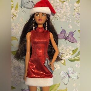 Barbie Holiday Doll in Red Dress with Santa Hat
